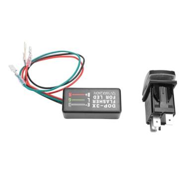 Imagem de Cryfokt Interruptor de Balancim de Sinal de Volta LED Verde Com Pisca-pisca para Veículos Off-road ATVs UTVs Captadores Barcos - Material ABS