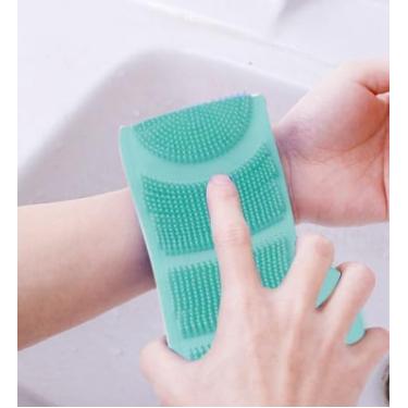 Imagem de Esfregão longo de silicone nas costas - Escova esfoliante de chuveiro para limpeza profunda de corpo inteiro, esfregão de banho macio e durável para homens e mulheres, esfregão traseiro antiderrapante