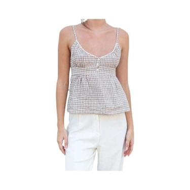 Imagem de Camisola Casual De Verão Feminina Y2K Com Decote Em V E Babados, Estil