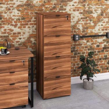 Imagem de Arquivo 4 Gavetas para Pastas Suspensas Kuaq40 Kuadra Espresso Móveis Nogal/preto Ônix