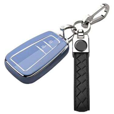 Imagem de Capa macia de tpu para chave de carro compatível com toyota prius/camry/corolla/C-HR/chr/rav4/prado 2018 acessórios de chaveiro de proteção(E-purple keychain)