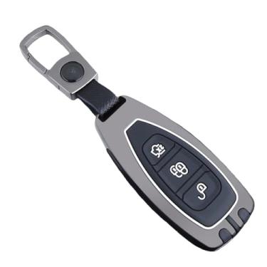 Imagem de Capa de liga + sílica gel para chave remota de carro compatível com Ford Focus 3 4 ST Mondeo MK3 MK4 Fiesta Fusion Kuga 2013 2014 2015 2017 2018(Grey Set 1)
