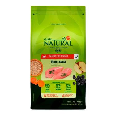 Imagem de Ração Guabi Natural Cães Adultos Light Raças Media e Grande Peru e Aveia 12kg