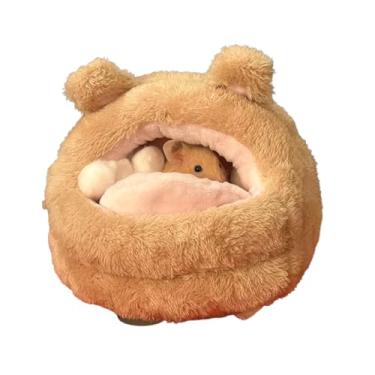Imagem de Copfeu Cama de hamster para animais de estimação, ninho de algodão quente engrossado no inverno, ninho confortável para dormir, abrigo fofo, adequado para hamsters, porquinhos-da-índia, planadores de