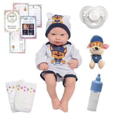 Imagem de Bebe Reborn Realista Menino Enxoval Patrulha Canina + Itens - Cegonha 