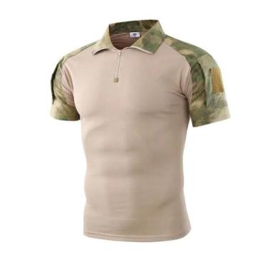 Imagem de Camisa Tática Masculina De Secagem Rápida Em Camuflagem, Manga Curta, 