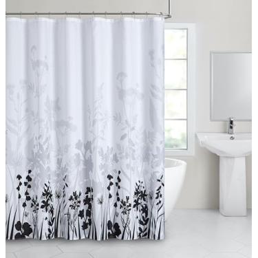 Imagem de Dainty Home Cortina de chuveiro texturizada 3D de campo floral para banheiro 178 cm x 183 cm, resistente à água, tecido de mistura de poliéster lavável, decoração decorativa de banheiro