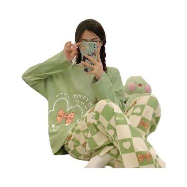 Imagem de Conjunto De Pijamas Femininos De Primavera E Outono Com Manga Longa E 