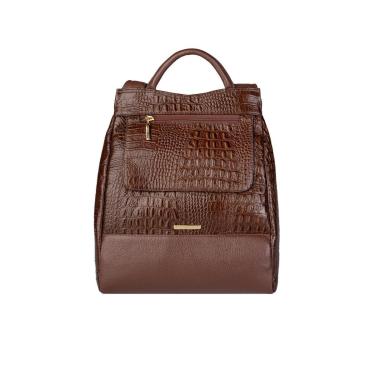 Imagem de Mochila pequena antifurto couro croco Susan-Feminino