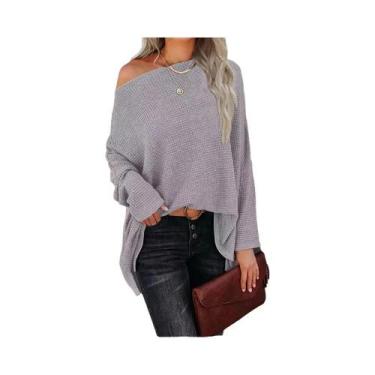 Imagem de Blusa De Ombro Tricotada Em Waffle Para Mulheres, Outono 2024, Pulôver