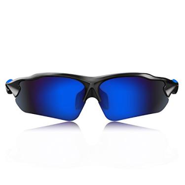 Imagem de (Matte Black-Blue) - Hulislem Blade II Italian Engineered Sport Polarised Sunglasses-FDA Approved