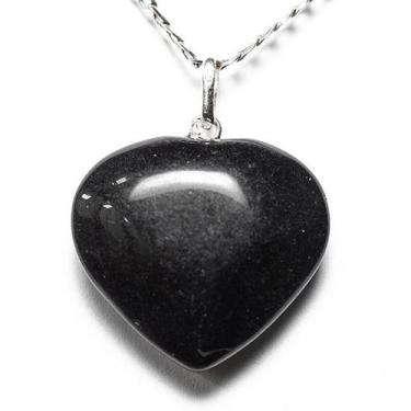 Imagem de Colar Coração Onix Preto Pedra Natural Pino Argola Prata 950 - Cristai