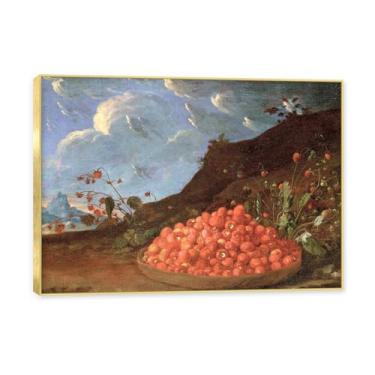 Imagem de Moldura dourada. Arte vintage emoldurada de frutas mortas, pintura clássica de cozinha country, decoração de parede de casa de fazenda quente para sala de jantar e cozinha. B57. 70 x 98 cm - 27,5 x