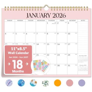 Imagem de Forvencer Calendário 2026, calendários de parede de 20 meses, novembro de 2025 a junho de 2027, agenda mensal de 28 x 21,6 cm com seção de notas de página inteira e adesivos, blocos sem pautas