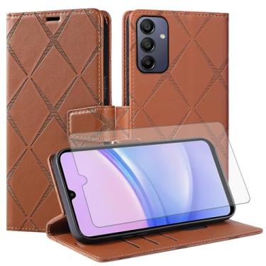 Imagem de Asuwish Capa de telefone para Samsung Galaxy A15 5G/4G Capa carteira com protetor de tela de vidro temperado PU couro sintético flip porta-cartão de crédito slot suporte robusto Folio Cell A 15 G5 15A