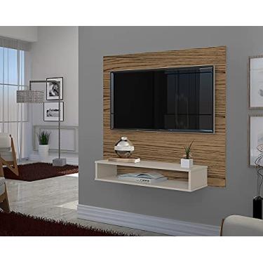 Imagem de Painel para TV até 32" com Suporte e Prateleira - Modelo Milão para Quarto e Sala (Freijó/Off)