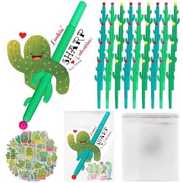 Imagem de Gosodeny 36 Conjuntos De Presentes Para O Dia Dos Namorados, Lembrancinhas De Festa De Cactos A Granel, Caneta Esferográfica De Cacto, Cartões E Adesivos De Cacto, Sacolas De Embalagem Para Presente