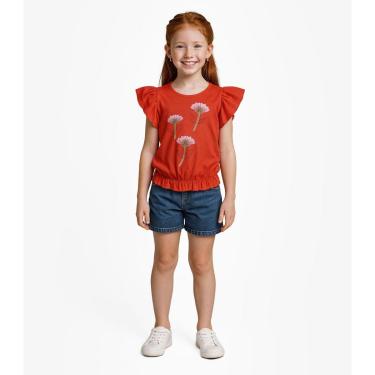 Imagem de Blusa Infantil Manga Curta Infinita Cor Laranja-Feminino