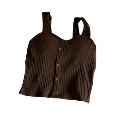 Imagem de Camisola Cropped Feminina Y2K com Bojo - Estilo Coreano - Regata Slim 