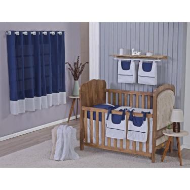 Imagem de Enxoval Bebe Kit Berço Americano Cortina Algodão Menino