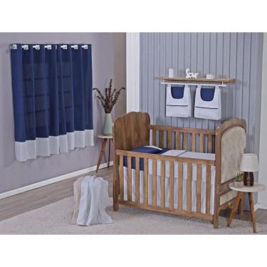 Imagem de Enxoval Bebe Kit Berço Americano Cortina Algodão Menino