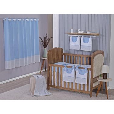 Imagem de Enxoval Bebe Kit Berço Americano Cortina Algodão Menino