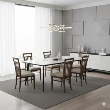 Imagem de Conjunto 6 Cadeiras de Jantar em Madeira Maciça Estofada Larissa