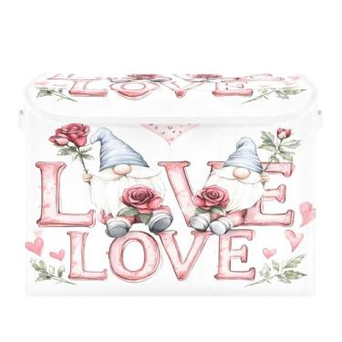 Imagem de STAYTOP Cestos de armazenamento fofos de gnomo para o Dia dos Namorados com tampas e alça de transporte, caixas de armazenamento dobráveis organizadores de recipientes para casa, quarto, armário