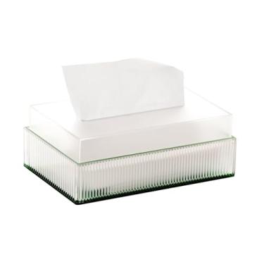 Imagem de Caixa de lenços acrílica de luxo leve moderna dispensador facial de guardanapo semicorrugado para mesa de hotel e restaurante doméstico (verde, grande)