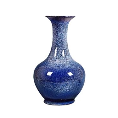 Imagem de Ornamento moderno retrô de cerâmica azul arranjo de flores estilo chinês decoração de casa sala de estar armário de vinho rack bogu centros de mesa