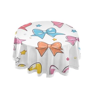 Imagem de Qilmy Toalha de mesa redonda de palmeira de treliça verde, 152 cm, resistente à água, à prova de derramamento, capa de mesa grande para jantar de reunião de família em ambientes internos e externos