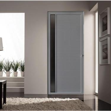 Imagem de Porta de Alumínio Lambril 210x90cm com Visor Hale Esquadrias Abertura 