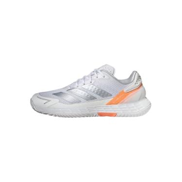 Imagem de adidas Tênis feminino Defiant Speed 2, Branco/azul halo, laranja, 38