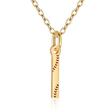 Imagem de RUOOUY Colar feminino com inicial de softball, banhado a ouro 18K, pingente de letra A-Z, joias de softball, acessórios esportivos, presente de Natal para namorada, filha, Aço inoxidável, Sem Pedra