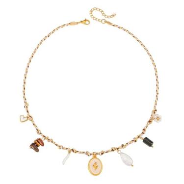 Imagem de Colar com pingente de sol, estrela-do-mar, pérola, coração, tartaruga, sol, dopamina, aço inoxidável, clavícula, joia banhada a ouro