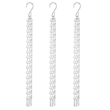 Imagem de 3 PCS Plantador de jardim Cesta de vaso de flores Substituição de ferro Conjunto de ganchos de corrente pendurados Durável resistente 15kg Rolamento de carga Cor prateada para