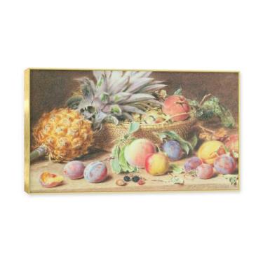 Imagem de Moldura dourada. Arte vintage emoldurada de frutas mortas, pintura clássica de cozinha country, decoração de parede de casa de fazenda quente para sala de jantar e cozinha. C57. 80 x 136 cm - 31,4 x