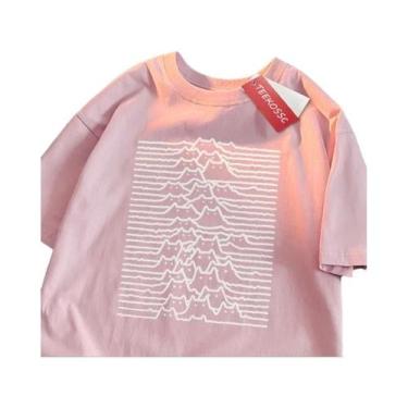 Imagem de Camiseta Unissex De Algodão Com Manga Curta, Estampa De Gato Em Montan