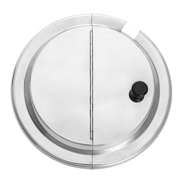 Imagem de KiBcsLic Tampa de aço inoxidável para wok com puxador, utensílio de cozinha, tampa redonda à prova de explosão, articulada para panela, ideal para camping, Diâmetro 30cm