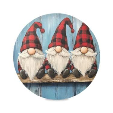 Imagem de STAYTOP Gnomos de Natal fofos jogos americanos redondos 6 peças, tapetes de mesa antiderrapantes fáceis de limpar para casa, cozinha, churrasco, festa, decoração de mesa