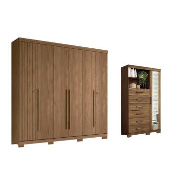 Imagem de Quarto Completo Modu 2 Peças (1GuardaRoupa+1Cômoda) QC372 Jatobá - Santos Andirá