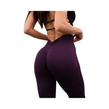 Imagem de Calças esportivas de cintura alta sem costura, pêssego hip lift back, 