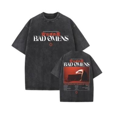 Imagem de Camiseta Gráfica Vintage Lavada Com Estampa Bad Omens Para Homens E Mu