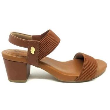 Imagem de Sandália Usaflex De Salto Baixo Com Tiras Elásticas Marrom-Feminino