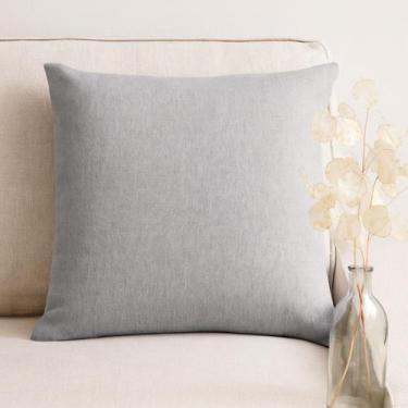 Imagem de Capa de almofada cor cinza claro em linho lisa 44x44 cm - CIA DAS ALMO