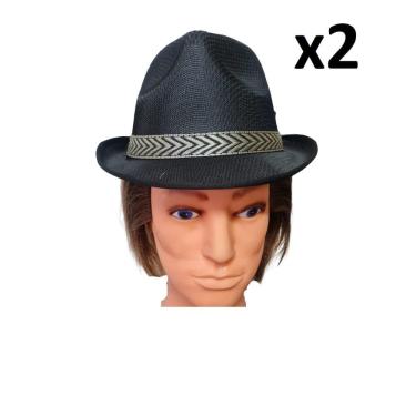 Imagem de Chapéu Estilo Malandro Preto De Tecido Aba Curta- Kit 2Un