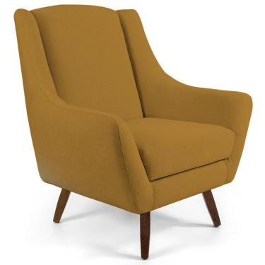 Imagem de Poltrona Decorativa Fixa Pés de Madeira Juliet D02 Veludo Mostarda Escuro C-260 - Lyam Decor
