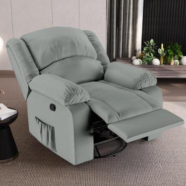 Imagem de Poltrona do Papai Reclinável Sala de Cinema Madrid Glider Manual Giratória PU Cinza  G23