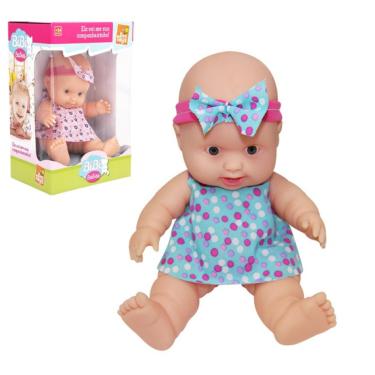 Imagem de Boneca de Brinquedo Bibi Babies Vestido e Laço BeeToys 12 CM