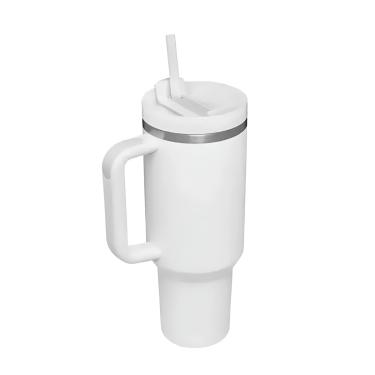 Imagem de Copo Térmico Estilo Quencher 1200ml Inox Portátil Canudo Cor:Branco